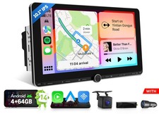 DAB+ Android Auto 14 4+64GB 10.1" IPS 2DIN Car Stereo Radio CarPlay Sat Nav WiFi