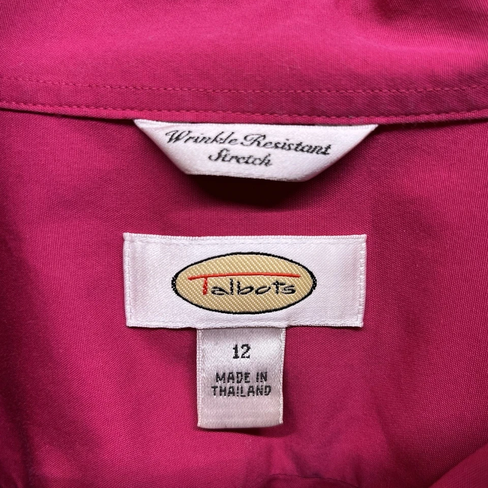 Blusa Camisa Talbots Resistente a Arrugas Botones Frontales Algodón Fucsia/Spandex Talla 12 Foto 2 de 4