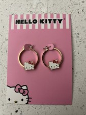 NWT Sanrio Hello Kitty Gold Tone Character Hoop Earrings 1.2  FREE SHIPPING