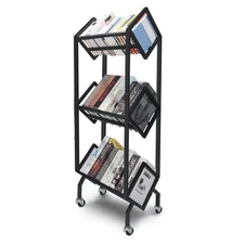 360°Rotation Wheels 3-Tier Metal Book Carts Used for Study Rooms Living