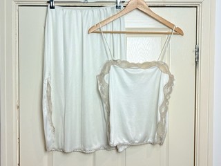 Warners cream half slip camisole set Vintage Lingerie M@S Full satin Panties 16