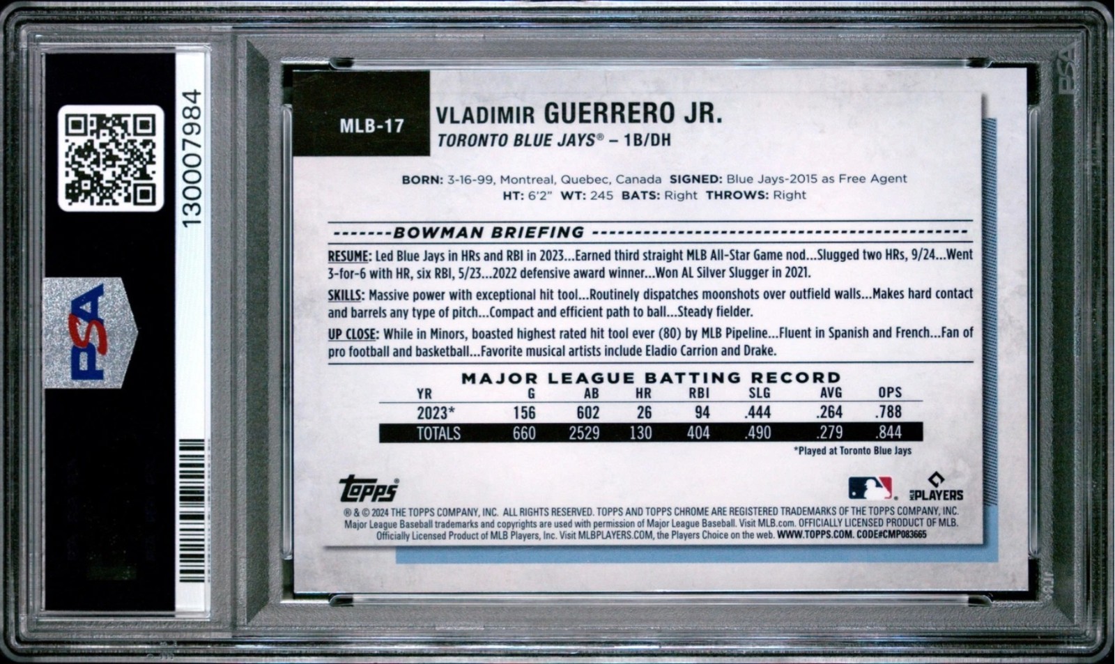 2024 VLADIMIR GUERRERO PSA 10 TOPPS NSCC SILVER PACK ORANGE REFRACTOR /25 view 2