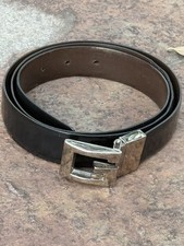 Gucci Men's Black Dress Belt Adjustable Silver Buckle Classic Size 42