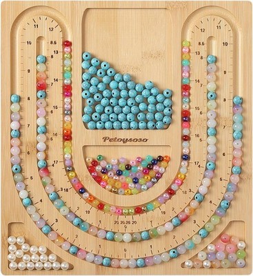 Petoysoso Bamboo Bead Board for Jewelry Making - Necklace and Bracelet Beading B