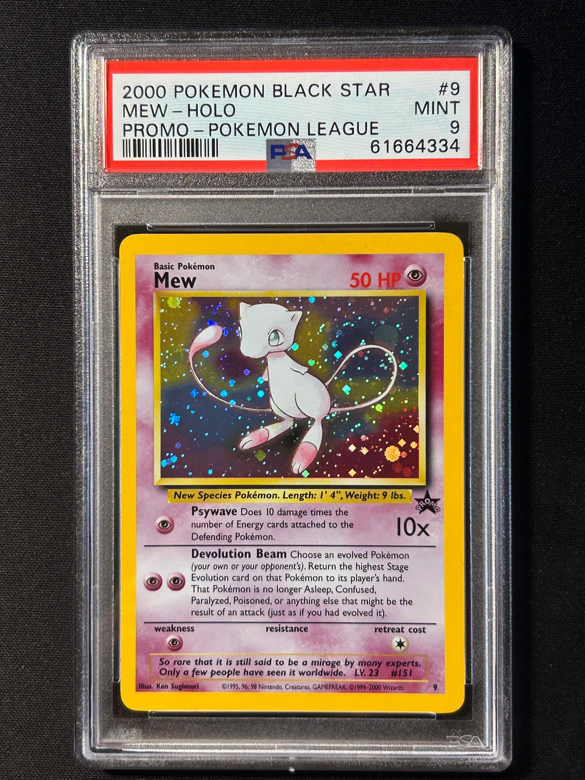 PSA 9 MINT Mew 2000 WOTC Black Star Promo 9 Holo League Pokemon Card