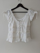 BNWT Kimchi Blue Urban Outfitters Remi White Smocked Blouse Size XL
