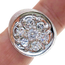 Classic Mens 14k Solid White Gold 1.50ct Natural Diamond Ring Size 9.5