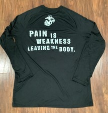 USMC Marines Shirt Mens M Pain Is Weakness Leaving The Body  Workout Activewear