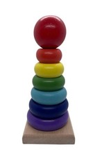 Montessori Traditional Wood Stacking Toy / Cylindrical Ring Shape Sorter Towers