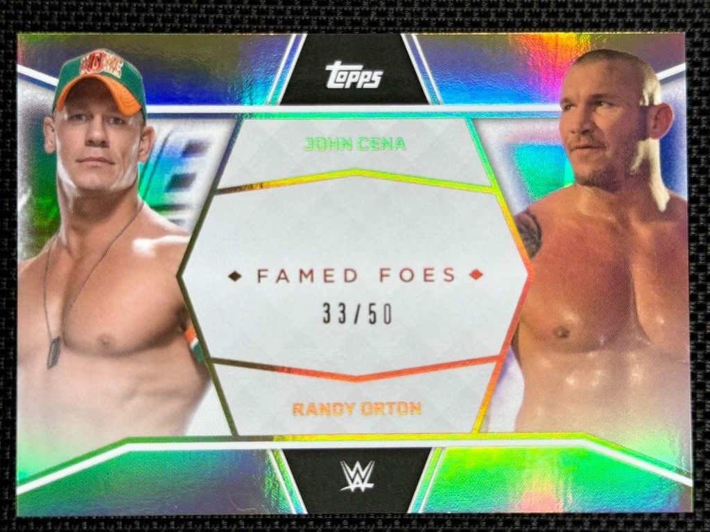 John Cena Randy Orton 2025 Topps John Cena Collection Famed Foes Gold /50