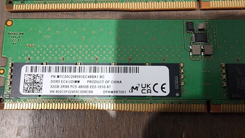 Micron MTC20C2085S1EC48BA1 32GB DDR5 Memory 4800 ECC Ram X2 - Picture 2 of 2