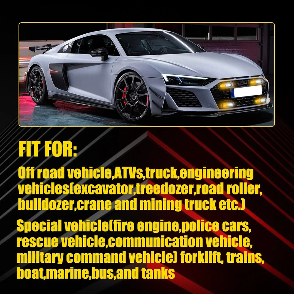 4 个前后白色 LED 侧标记灯烟熏适用于 1972 - 74 年普利茅斯卫星 — 第 2/4 张图片