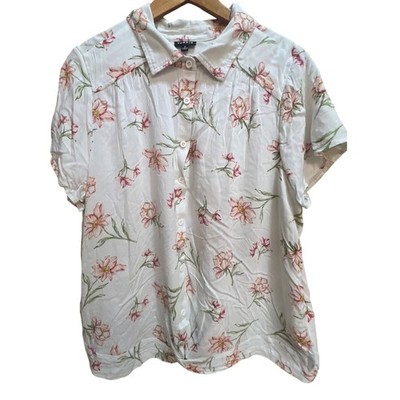Torrid Women White Floral Rayon Button Up Twist Front Blouse Top Plus Size 2