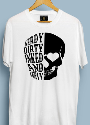 Nerdy Dirty Inked and Curvy Skull T-Shirt | Premium Graphic Tee | Unisex Top All