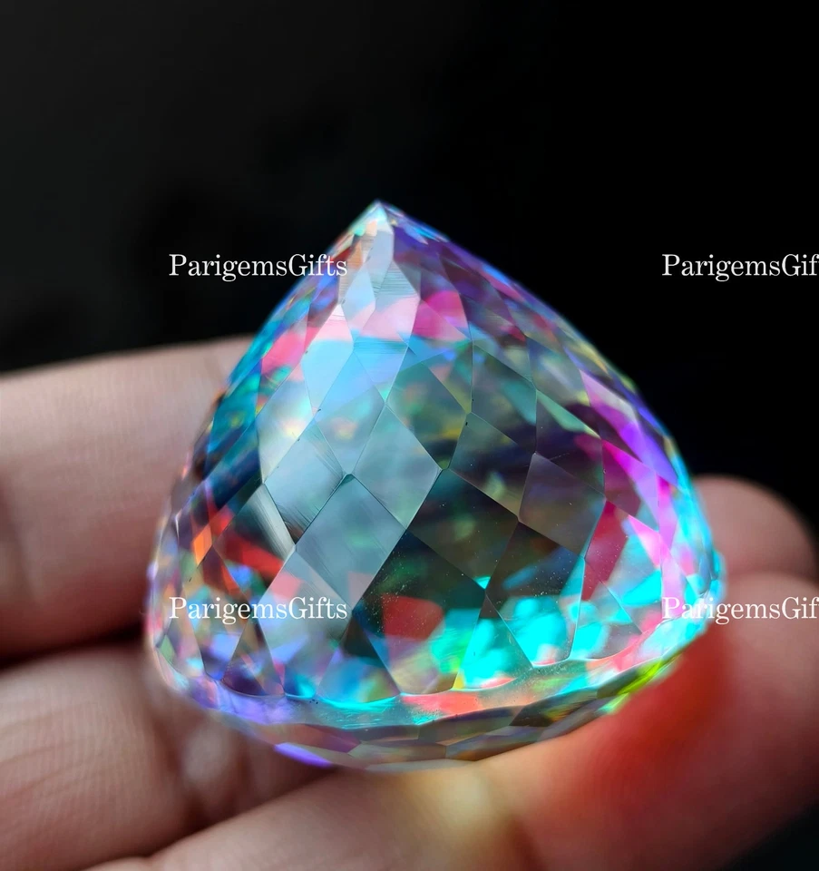 210 Ct Rainbow Mystic Quartz Round Cut Healing Crystal Loose Gemstone - Image 4 of 4