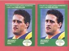 1990 British Petroleum JIM EVERETT Los Angeles Rams 2-Card Set Both Variations