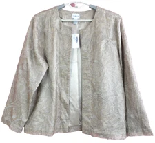 CJ1144- NWT CHICOS Women's Polyester Blazer Jacket Long Sleeve Gold 3 Size L XL