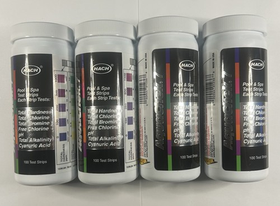 #ad HACH 4 Pack AquaChek 7 Pool amp; Spa Water Test Strips 7 in 1 400 Total Strips NEW $39.99
