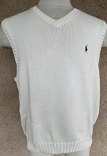 Polo by Ralph Lauren Cream White Knit Pullover V-Neck Sweater Vest Men's XXL 2XL