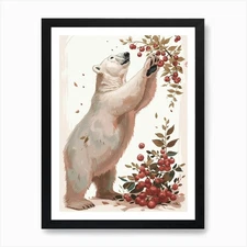 Polar Bear Standing And Reaching Fo Framed Wall Art Poster Canvas Print Picture
