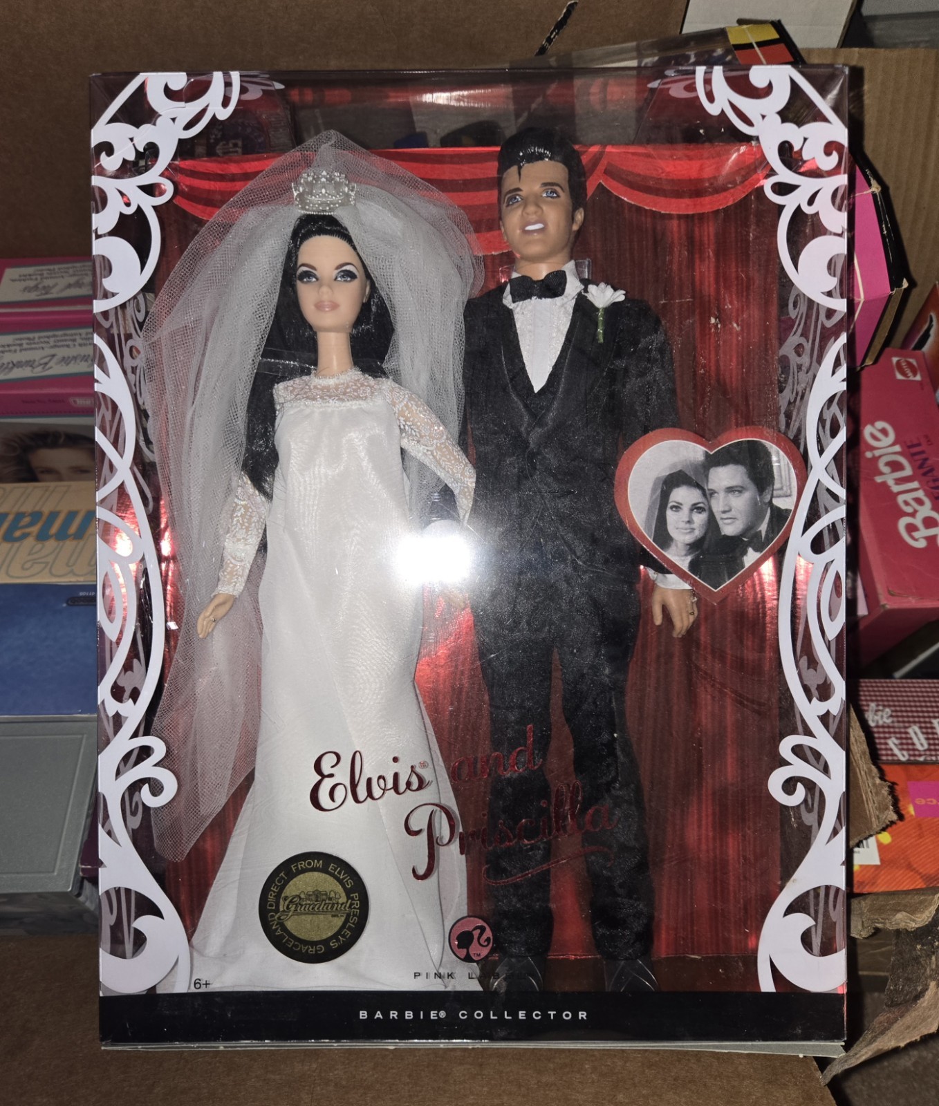 2008 Elvis Presley and Priscilla Barbie Wedding Set Pink Lab