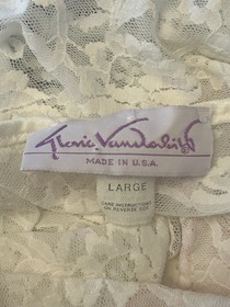 Vintage Gloria Vanderbilt Sleepwear Lingerie White Pink Lace Teddy Bodysuit