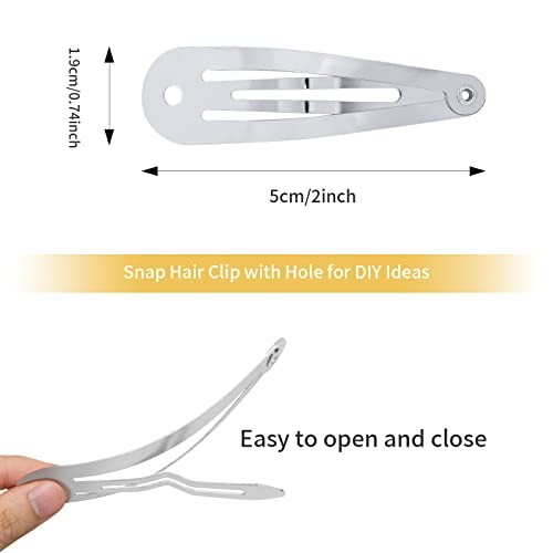 100 Stück 2 Zoll kleine Metall Schnapp Haarspangen mit Loch 5 cm Silber Haarspangen - Bild 8 von 8