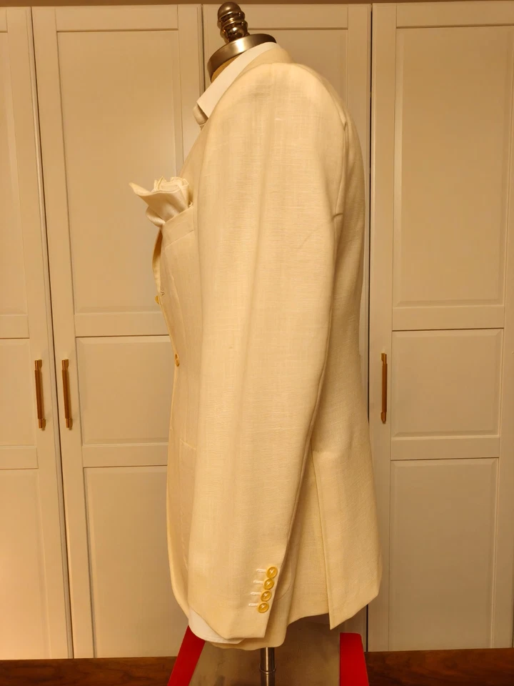 Belvest Men's Ivory / White Wool & Linen Jacket Size EU 50 / US 40 - Image 2 of 4