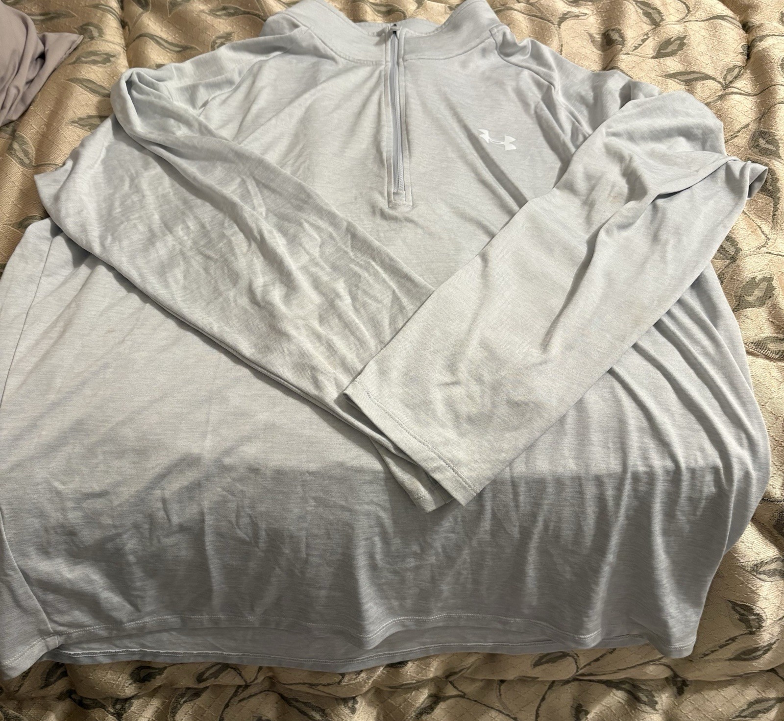 Under Armour Pullover Mens 2XL XXL Grey Quarter Zip Golf Performance Lightweight