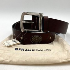 Frank Daniel Leather Belt Brown Genuine Leather Men Vintage EX