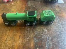 Vintage BRIO 33645 green Engine with Tender Steam Wooden Railway Rare 2001