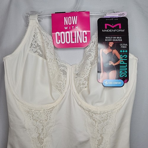 Maidenform Body Briefer 40D Shape wear Firm Control Bodysuit Lingerie Ivory - Picture 3 of 7