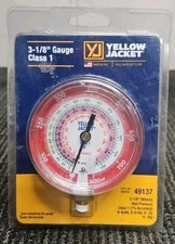 Yellow Jacket 49137 3-1/8" (80MM) Red Pressure Gauge Class 1 R-404A, R-410A R-22