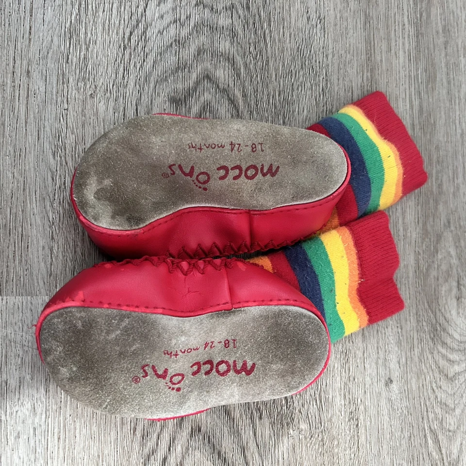 Calcetines Mocasín Zapatilla para Niños Pequeños Arco Iris 18-24 Meses Cálidos Foto 2 de 4