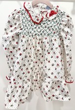 VTG Smocked Toddler Christmas Long Sleeve Dress 4T