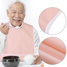 (Orange Pink)Waterproof Adult Elder Mealtime Bib Clothes Clothing Protector OH