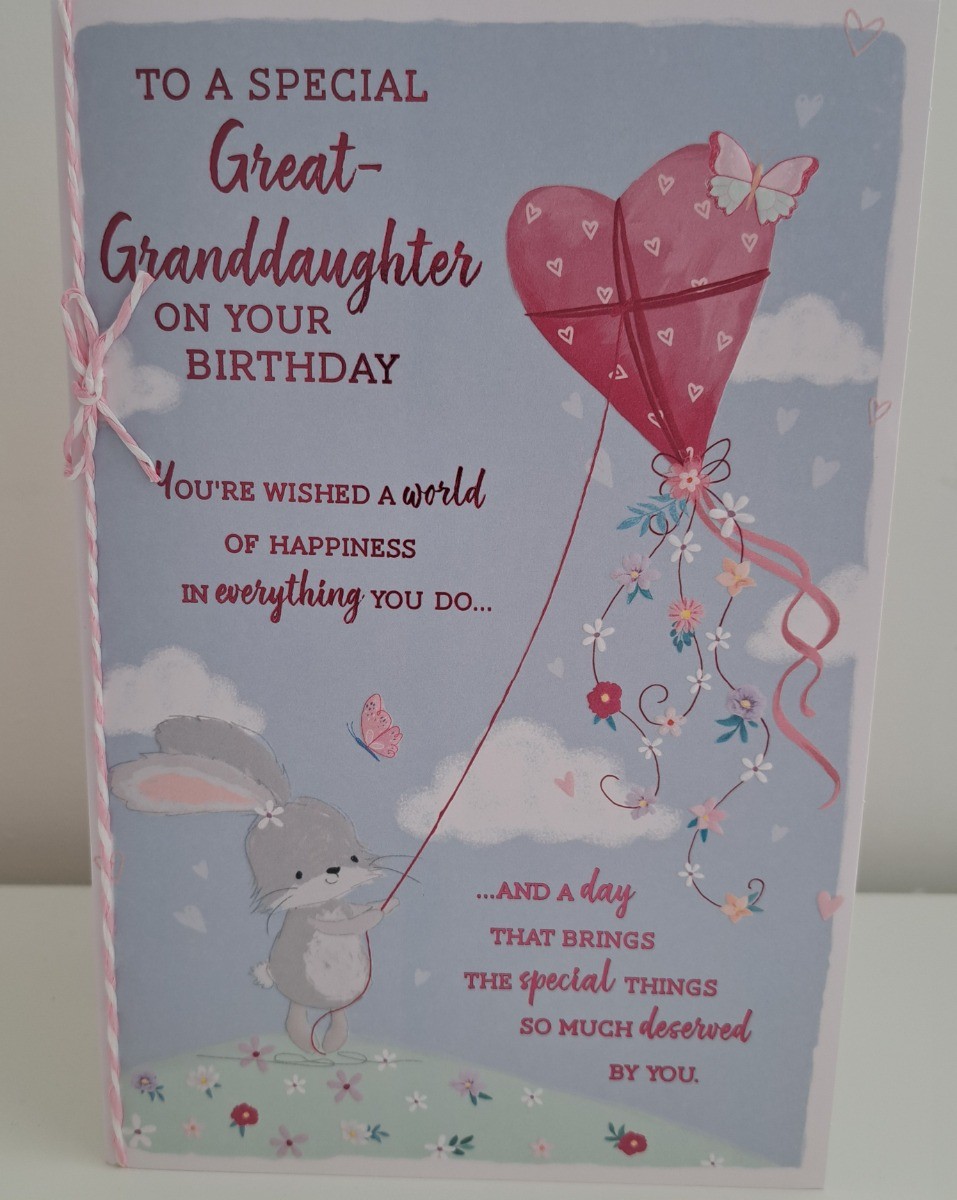 To A Special Great Granddaughter On Your Birthday Card. 23x15cm (9x6 Inches)