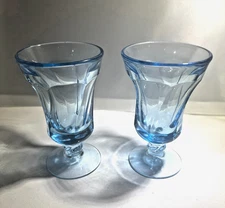 Fostoria Jamestown Blue Footed 4 Oz Juice Glasses 4 3/4" Tall Set Of 2