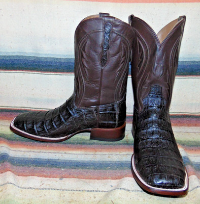 Mens Rujo The Roscoe Black Caiman / Leather Cowboy Boots 11.5 D New in Box