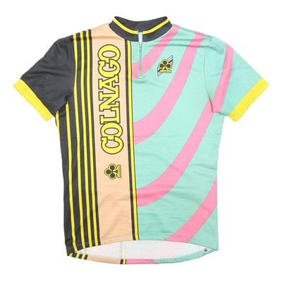 COLNAGO Herren Blau Pink Radsport T-Shirt XL Kurzarm 1/4 Zip Jersey Logo Grafik