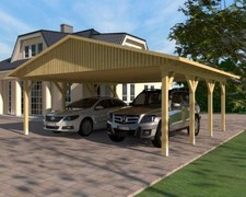 Carport Satteldach 600x600cm Konstruktionsvollholz KVH Fichte
