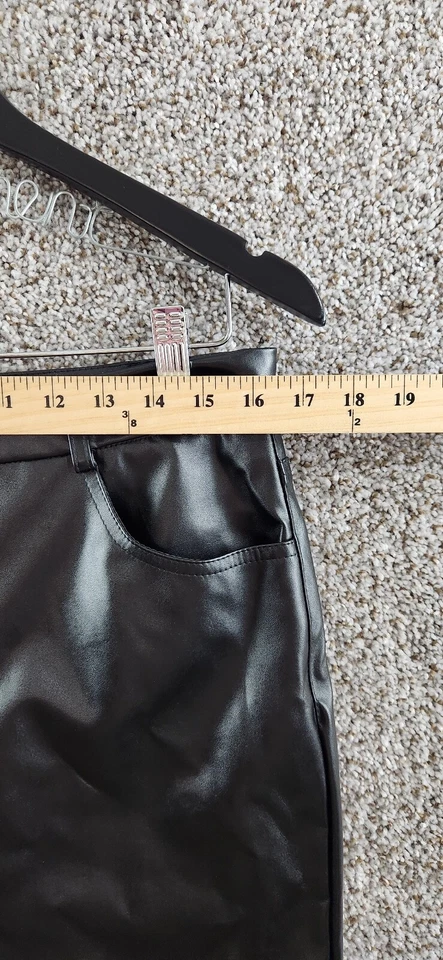 Joe Benbasset Black Faux Leather Pants Straight Leg Women's Size XL - Image 4 of 4