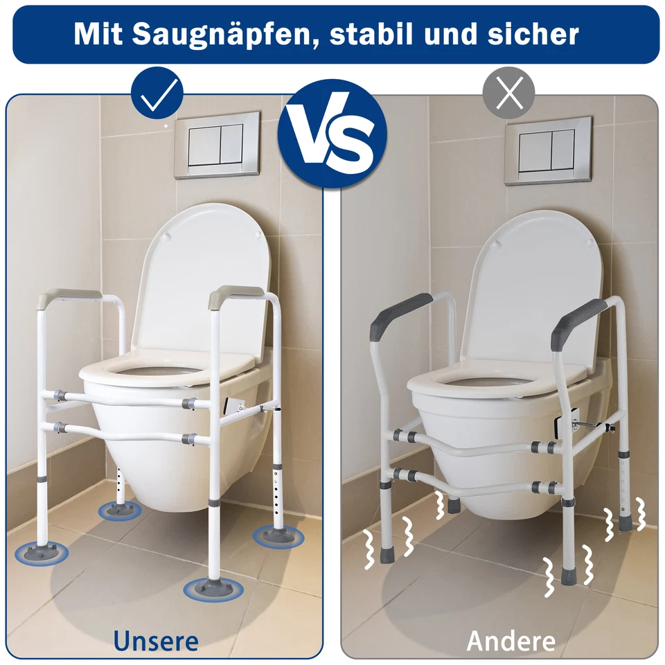 Stabiler Toilettengestell WC Aufstehhilfe 70-82cm, Unterstützung bis 200kg Neu - Bild 4 von 4