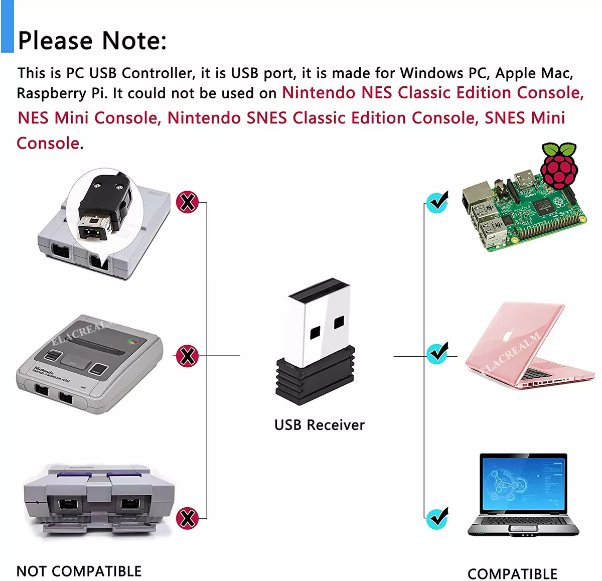 Controle Usb Nintendo 8 Bits Nes Emulador Computador Pc Mac