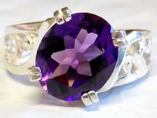 Natural African Purple Amethyst Size 6.5 Ring 925 Sterling Silver USA Made 4.35g
