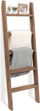 FUIN 5ft 58" Wood Blanket Ladder Living Room Decorative Wall Thick, Brown