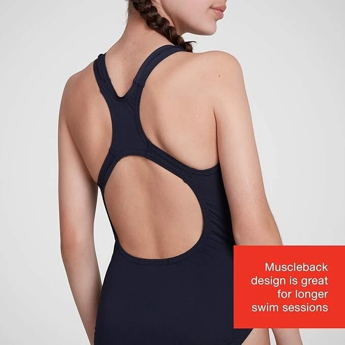 Speedo ECO Endurance+ Medalist Girls Swimsuit Swimming Costume Navy 2025 BNWT - Image 2 of 4