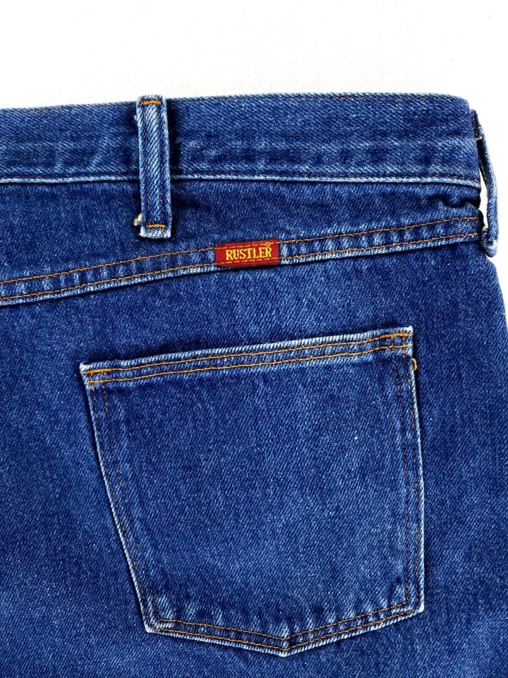Rustler 48x32 Blue Jeans Classic Heavy Denim Work Dark Stone Wash Straight - Image 3 of 4