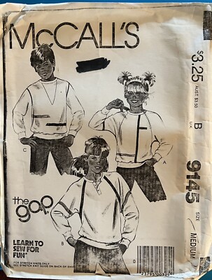 Vtg McCall's Gap Learn to Sew pattern 9145 Child's knit Tops size Med 8-10 uncut