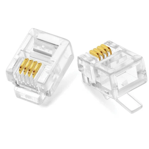 RJ11 Connectors 6P4C 4 Pin Telephone Fax Phone Crimp Plugs Ends Cat 3 ADSL UK